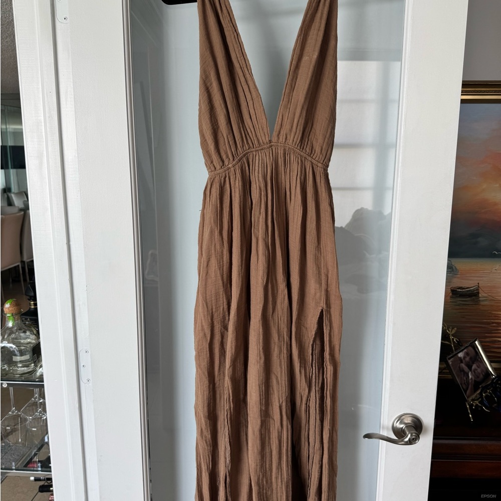 La Blanca Tan Backless Maxi Dress